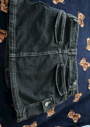 36 Beden Tokalı Siyah Denim Mini Etek