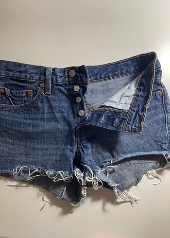 26 Beden Düğmeli Koyu Mavi Kadın Mini Denim Şort