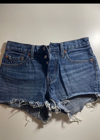 Düğmeli Koyu Mavi Kadın Mini Denim Şort