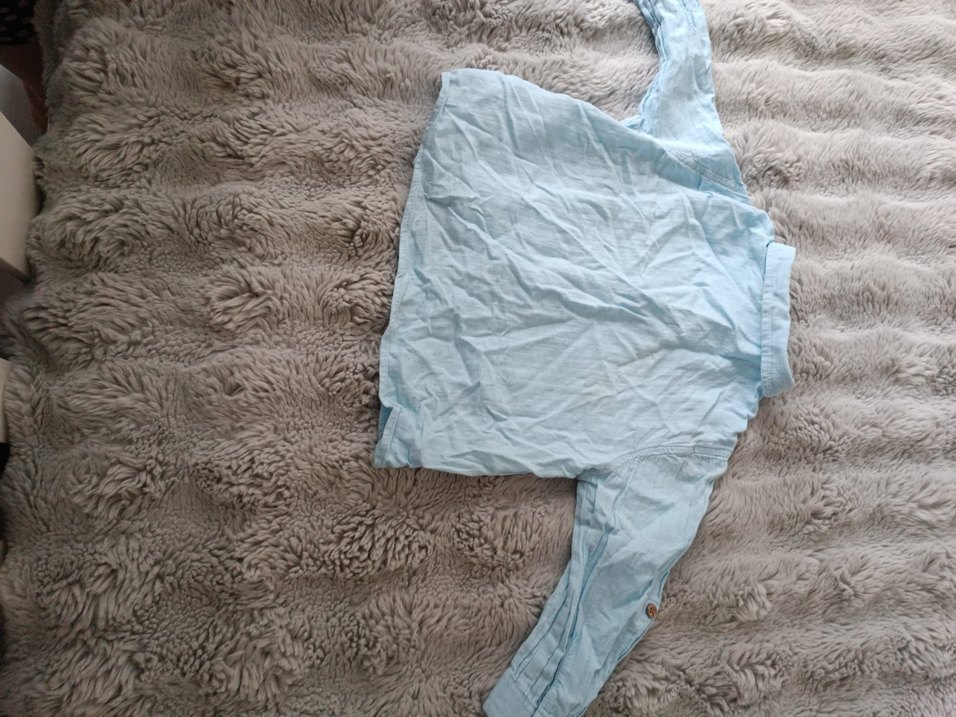 Erkek Çocuk Mavi Keten Uzun Kollu Gömlek - Görsel 2