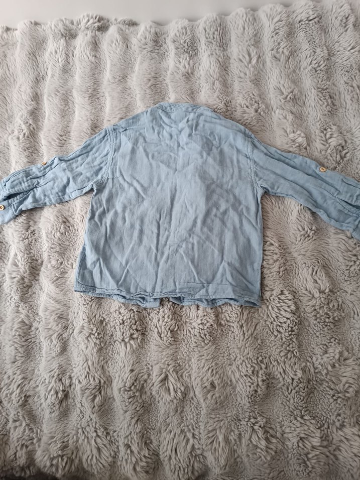 Erkek Çocuk Gri Keten Gömlek - Görsel 2