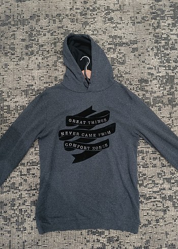 Gri Kapüşonlu Uzun Kollu Sweatshirt - Görsel 2