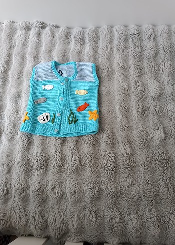 Nakışlı Çok Renkli Örgü Çocuk yeleği - Görsel 2