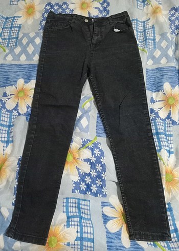 Siyah Bağcıklı Rahat Kesim Kadın Kot Pantolon