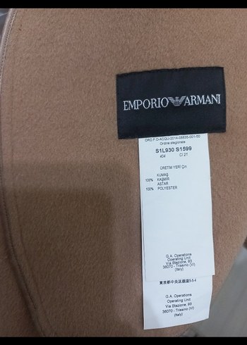 diğer Beden camel Renk Emporio Armani Double Kaşmir Kaban