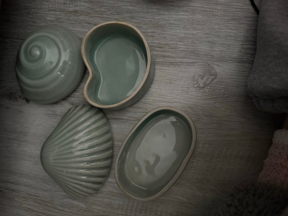 Deniz kabuğu şeklinde yeşil takı kutusu - Görsel 2