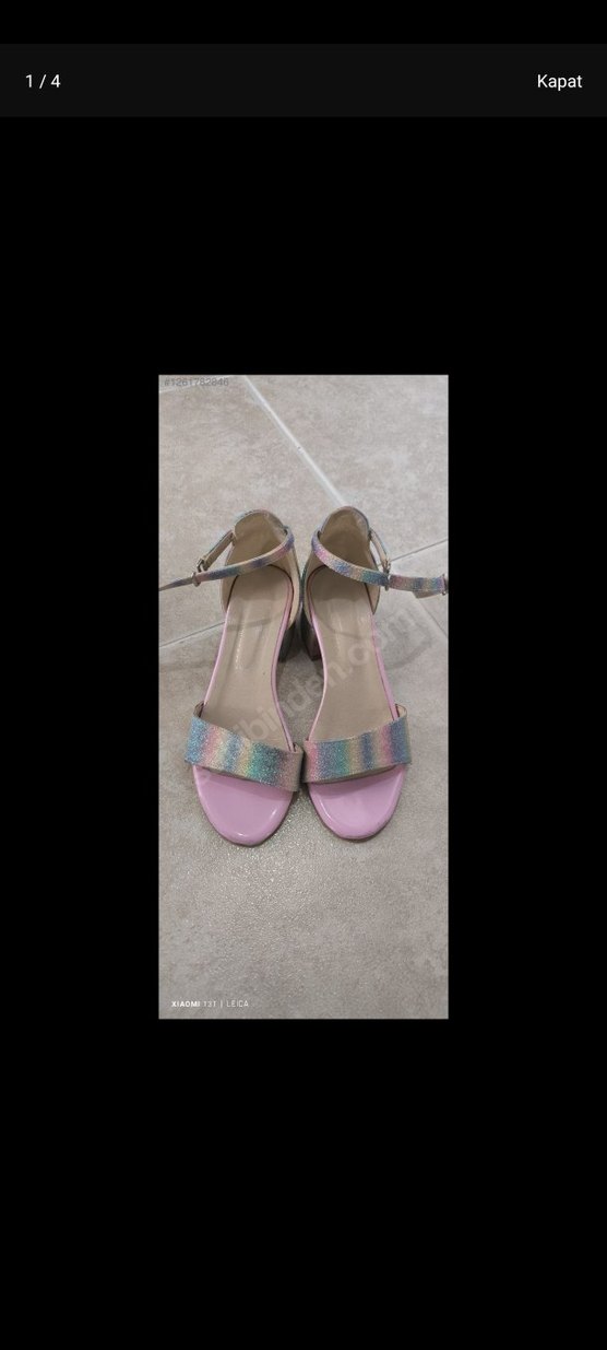 Parlak Çok Renkli Blok Topuklu Kadın Sandalet - Görsel 2