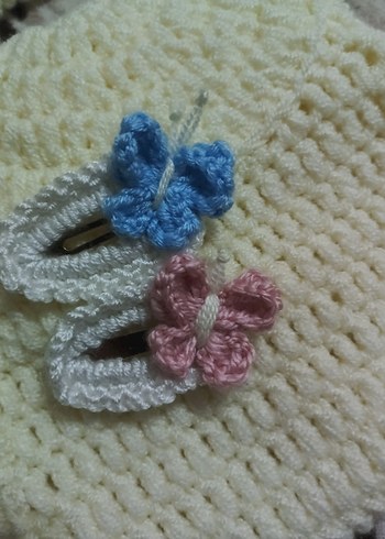 Nakışlı Örgü Çocuk Toka Seti - Görsel 2