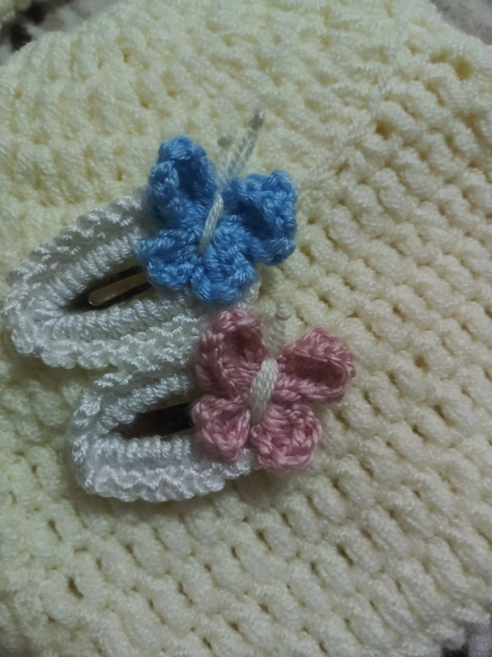 Nakışlı Örgü Çocuk Toka Seti - Görsel 2