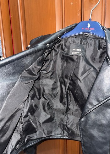 Pull and Bear Siyah Deri Biker Ceket Kadın