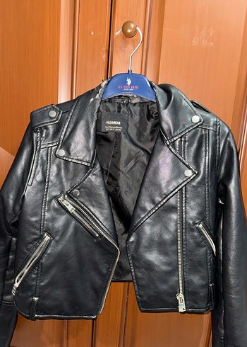 Siyah Deri Biker Ceket Kadın