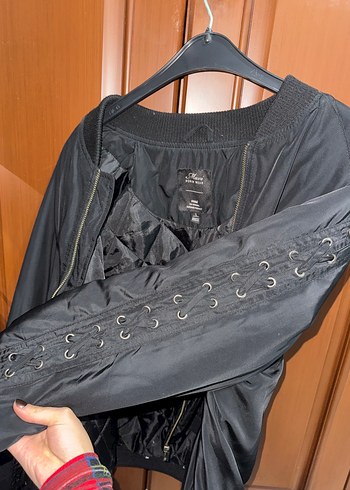 l Beden Siyah Fermuarlı Kadın Street Wear Ceket