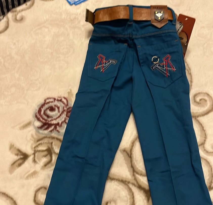 Erkek Çocuk Koyu Mavi Baskılı Kot Pantolon - Görsel 3