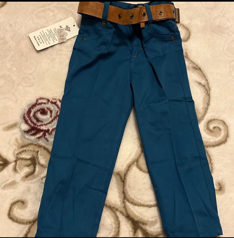 Erkek Çocuk Koyu Mavi Baskılı Kot Pantolon - Görsel 4