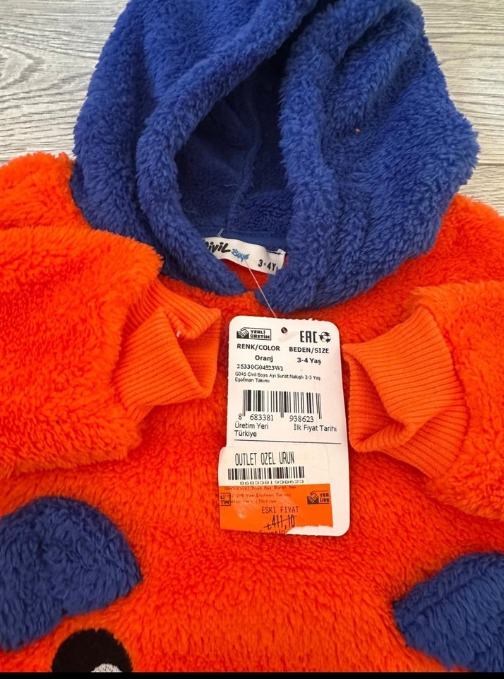 Kapüşonlu Erkek Çocuk Renkli Ayı Desenli Takım - Görsel 2