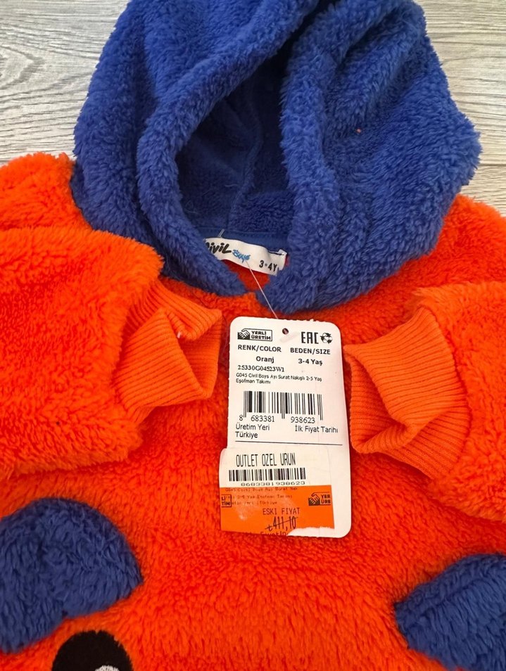 Kapüşonlu Erkek Çocuk Renkli Ayı Desenli Takım - Görsel 5