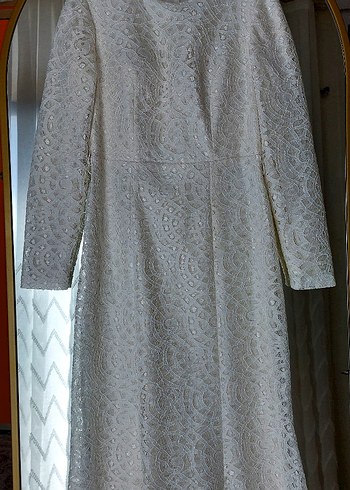 Uzun Kollu Vintage Dantel nikah elbisesi