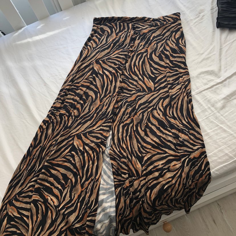 Zebra Desenli Kahverengi midi boy Etek - Görsel 2