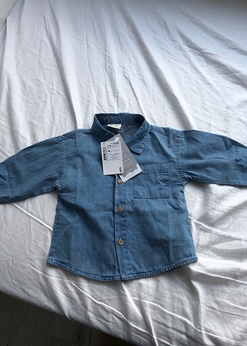 Erkek Çocuk Mavi Denim Uzun Kollu Gömlek