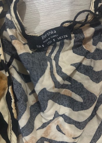 Kahverengi Zebra Desenli Uzun Hamile Bluzu - Görsel 3