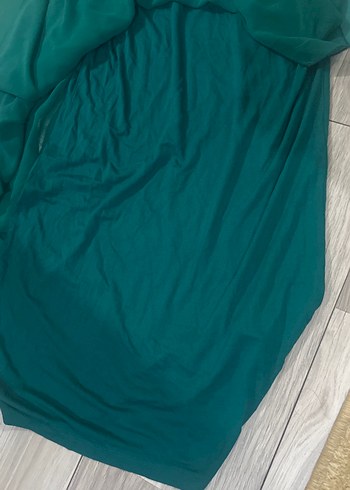 Zara Bohem Tarz Uzun Turkuaz tek omuz elbise