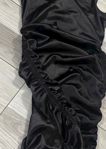 Siyah Drapeli Midi Gotik Kadın Abiye Elbise - Görsel 2