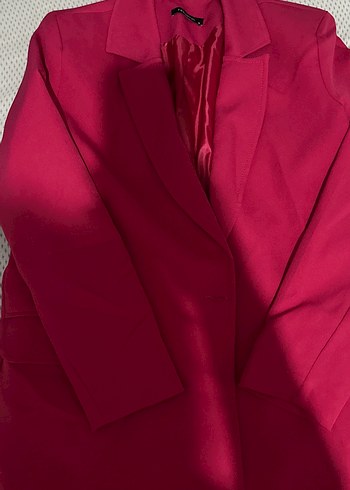 Pembe Kadın Düğmeli Blazer Ceket