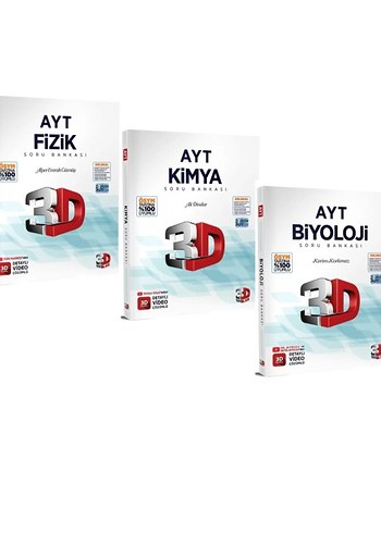 AYT 3D Soru Bankası Seti: Fizik, Kimya, Biyoloji