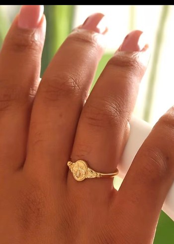 minimalist arı desenli gold yüzük 9 numara - Görsel 2