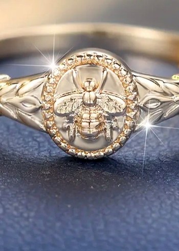 minimalist arı desenli gold yüzük 9 numara - Görsel 3