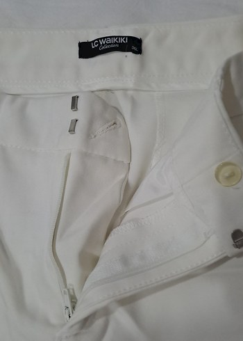 Beyaz Pilili Kadın Kumaş Pantolon - Görsel 2