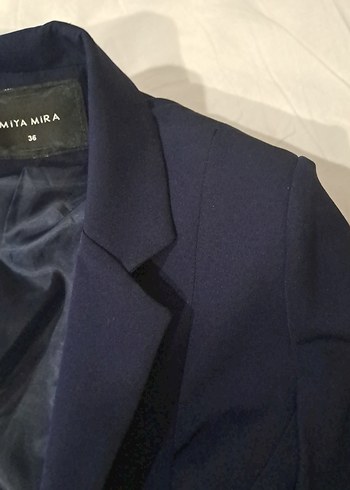 Lacivert Kadın Ofis Blazeri Düğmeli - Görsel 6