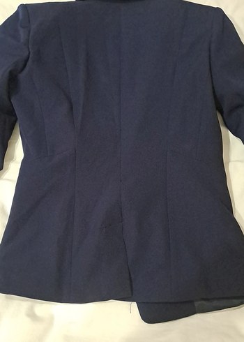 Lacivert Kadın Ofis Blazeri Düğmeli - Görsel 5