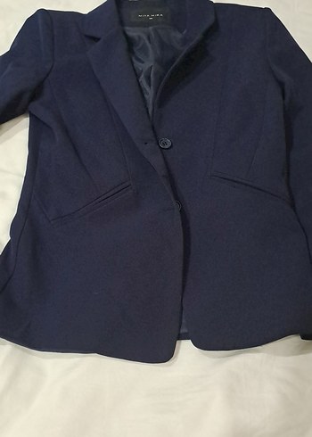 Lacivert Kadın Ofis Blazeri Düğmeli - Görsel 3