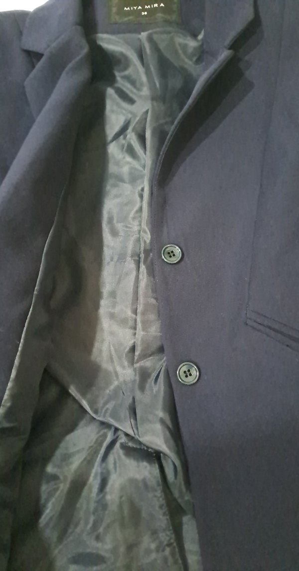 Lacivert Kadın Ofis Blazeri Düğmeli - Görsel 4