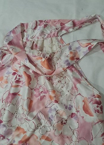 Pembe Bohem Salaş Straplez Midi Bluz - Görsel 4