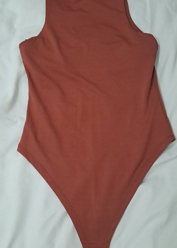 Kahverengi Yüksek Yakalı Kolsuz Bodysuit - Görsel 3