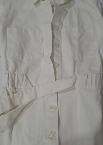 Kadın Beyaz Keten Midi trençkot - Görsel 2