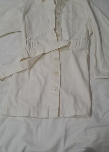 Kadın Beyaz Keten Midi trençkot - Görsel 5