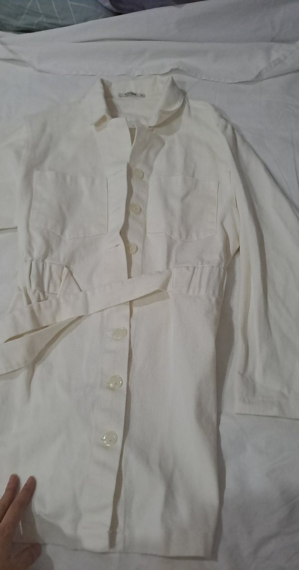 Kadın Beyaz Keten Midi trençkot - Görsel 3