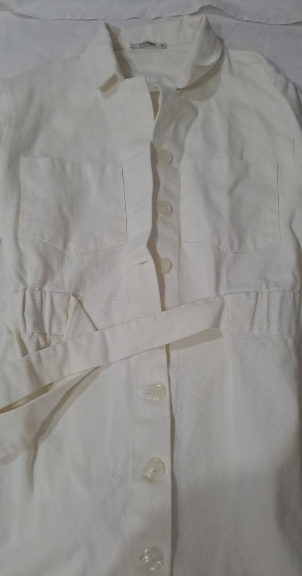 Kadın Beyaz Keten Midi trençkot - Görsel 2