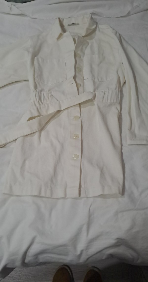 Kadın Beyaz Keten Midi trençkot - Görsel 5