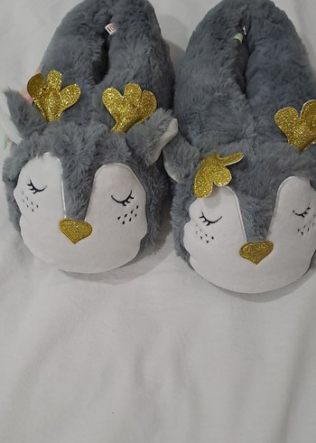 TWIGY Gri Kürklü Nakışlı  Ev Terliği - Görsel 5