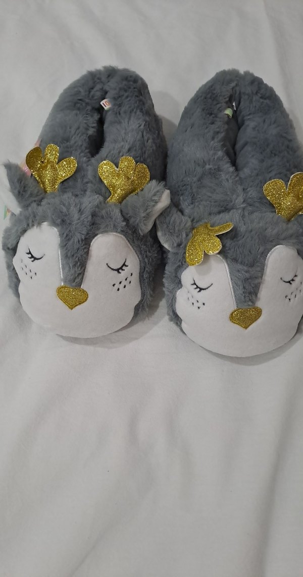 TWIGY Gri Kürklü Nakışlı  Ev Terliği - Görsel 5