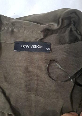 Düğmeli  Saten Kahverengi Keten Kadın Gömlek - Görsel 2