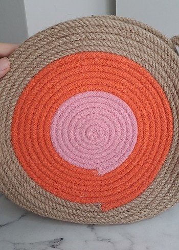 Bohem Örgü Desenli Yuvarlak Kadın Çanta - Görsel 5