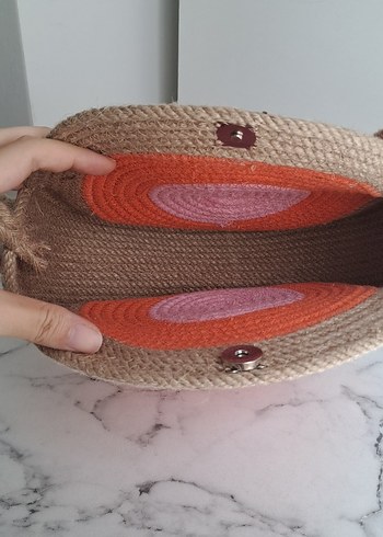 Bohem Örgü Desenli Yuvarlak Kadın Çanta - Görsel 6