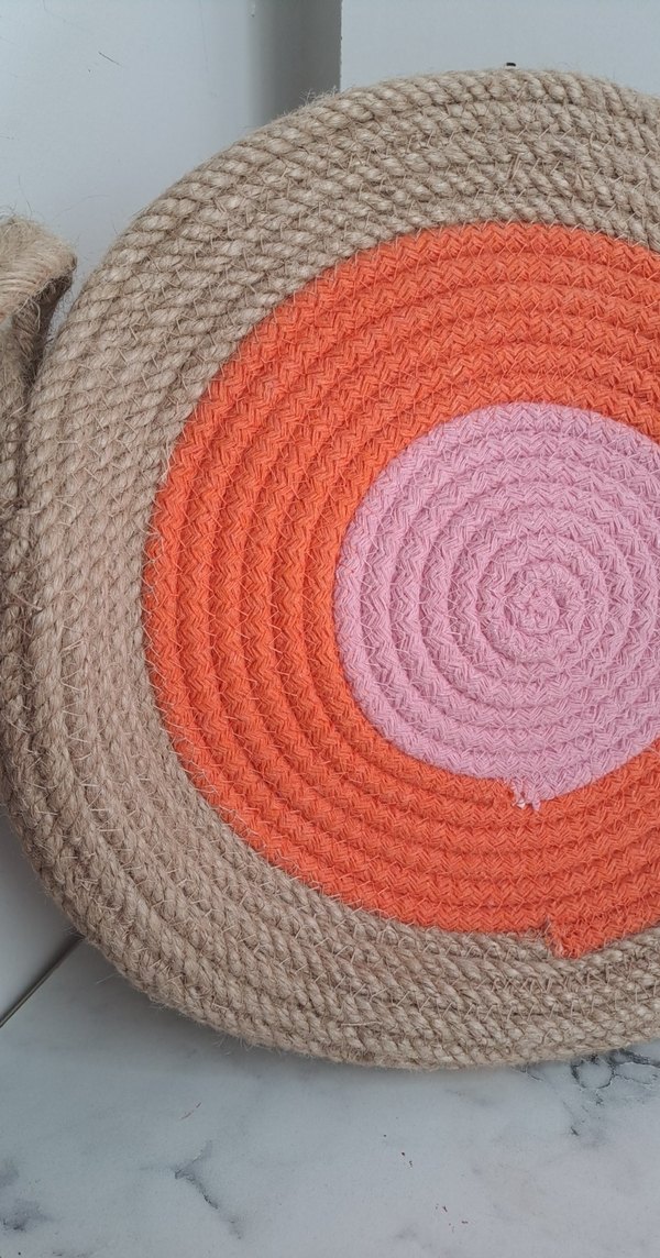 Bohem Örgü Desenli Yuvarlak Kadın Çanta - Görsel 3