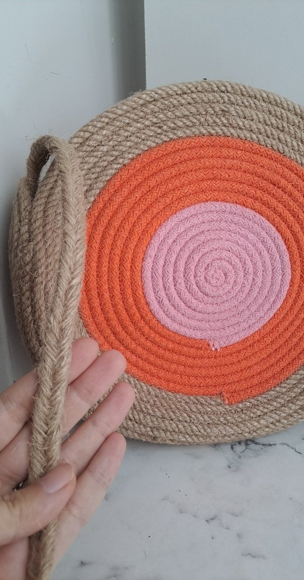 Bohem Örgü Desenli Yuvarlak Kadın Çanta - Görsel 2