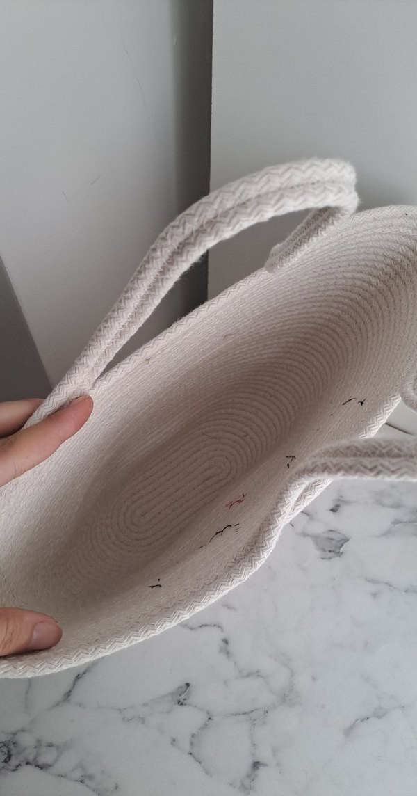 Boncuk Detaylı Beyaz Örgü Plaj Çantası - Görsel 4